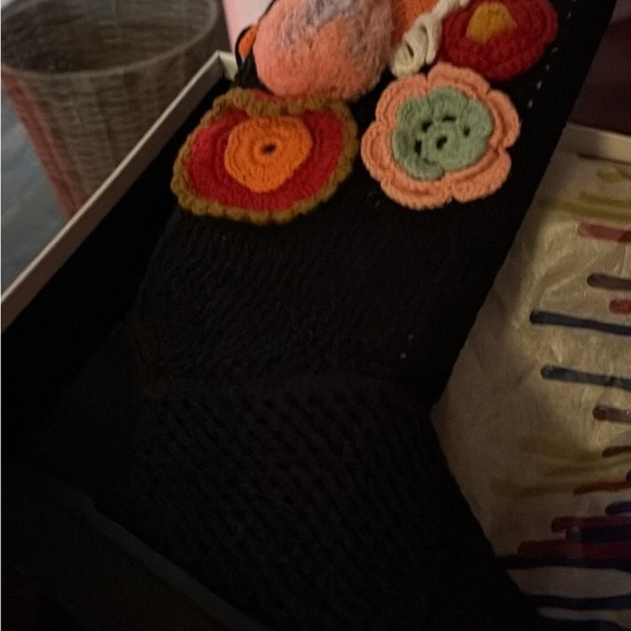 UGG Shoes - UGG Black Crochet Lace-Up Boot with Floral Appliqués